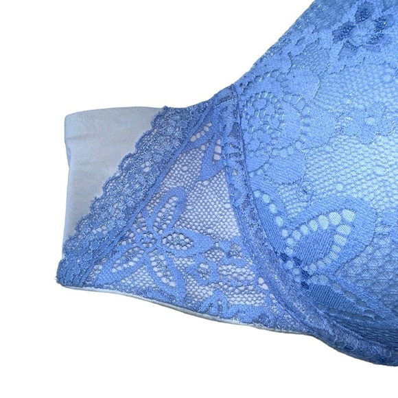 AERIE PADDED PUSH UP BRA WOMENS  SIZE 34C LIGHT BLUE FLORAL BLOOM LACE - Picture 6 of 13